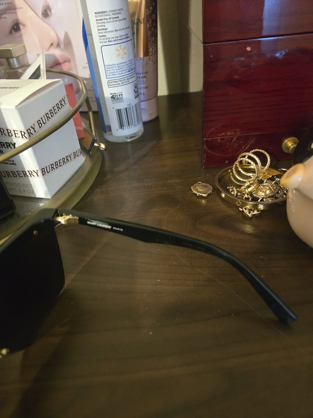 Saint Laurent Black Shield Sunglasses with Gold Accent